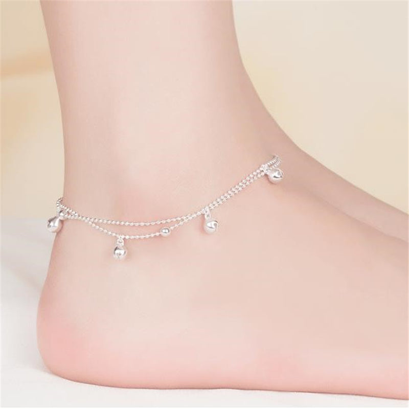 Silver-Tone Bell Charm Anklet