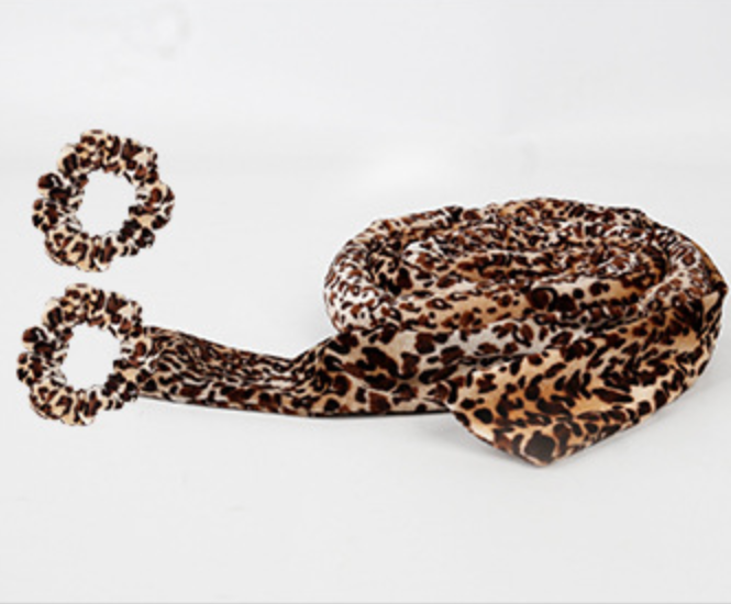 Leopard Print velvet heatless curling headband and matching scrunchies